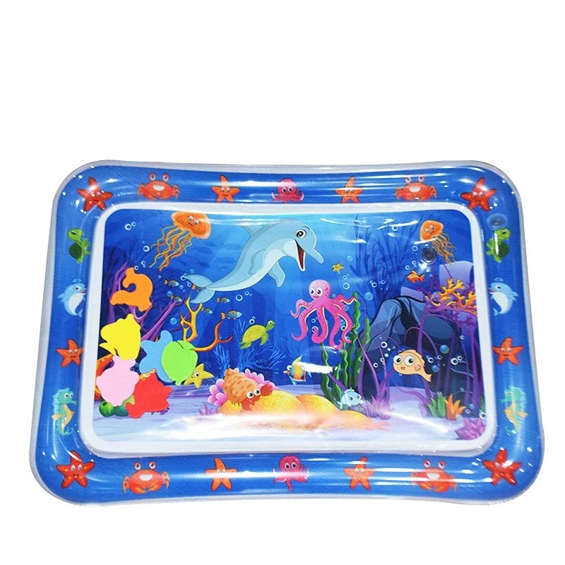 Inflatable Tummy Time Water Play Mat with Floating Fish