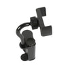 Black adjustable guitar phone holder clamp with a rotating mechanism.