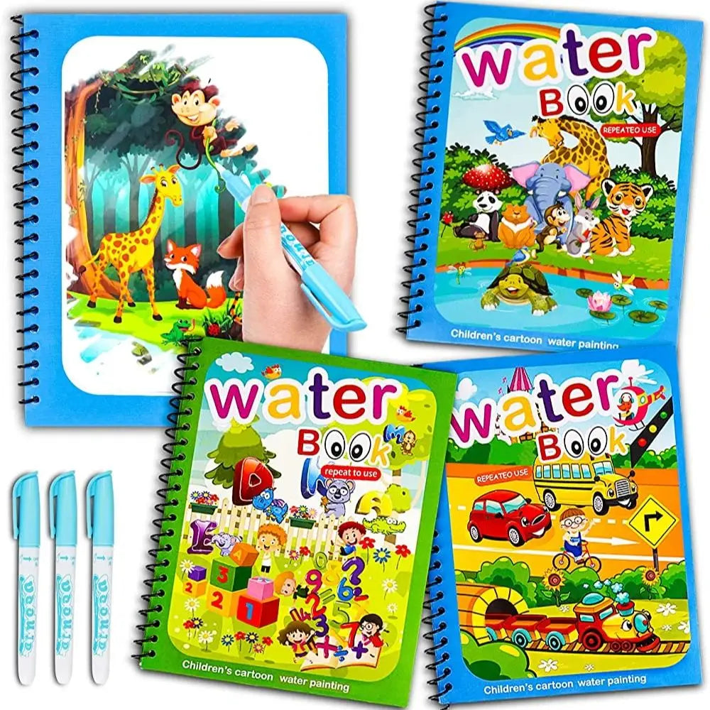 Magic Water Drawing Book for Kids - Reusable Coloring Fun