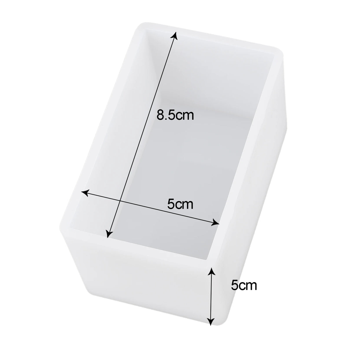 White geometric resin casting mold with dimensions 8.5cm by 5cm