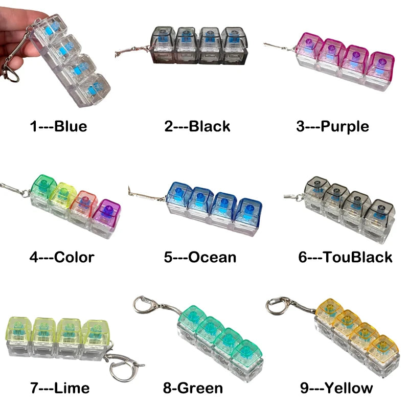 LED Crystal Keyboard Keychain Fidget Toy