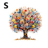 A vibrant watercolor illustration of a tree full of colorful, irregular animal-shaped flowers and leaves.