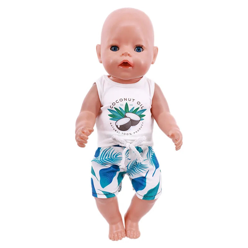 Bear Print Casual Outfit for 43 cm Baby Dolls
