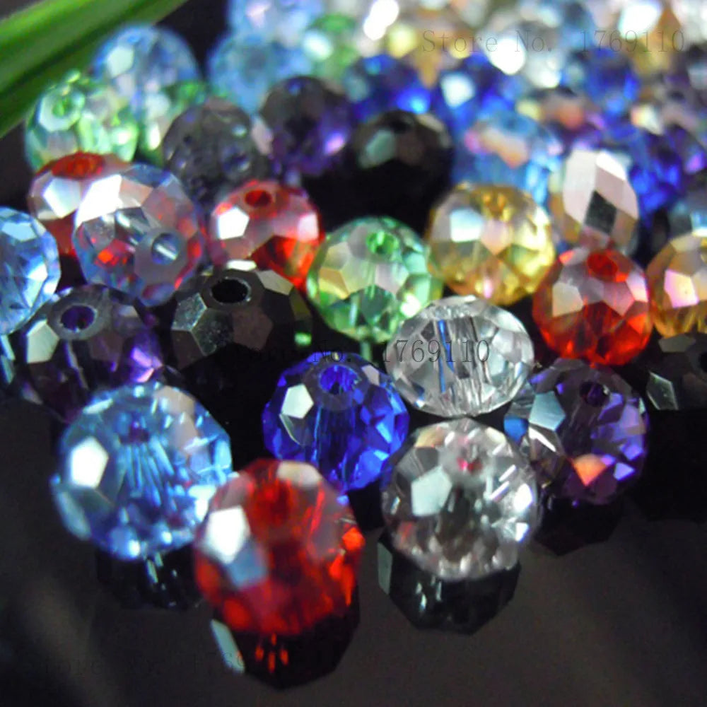 Faceted Crystal Glass Rondelle Beads for Jewelry Making