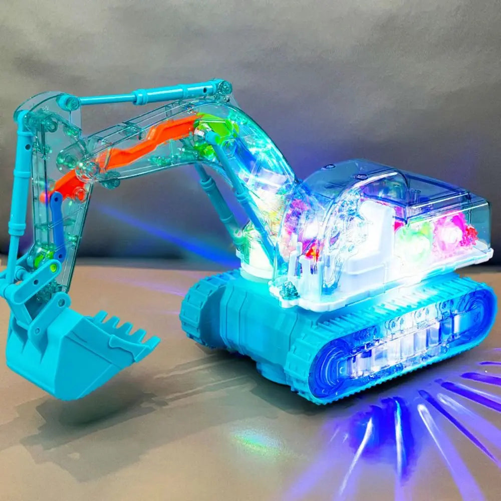 Transparent Gear Excavator Toy with LED Lights & Music