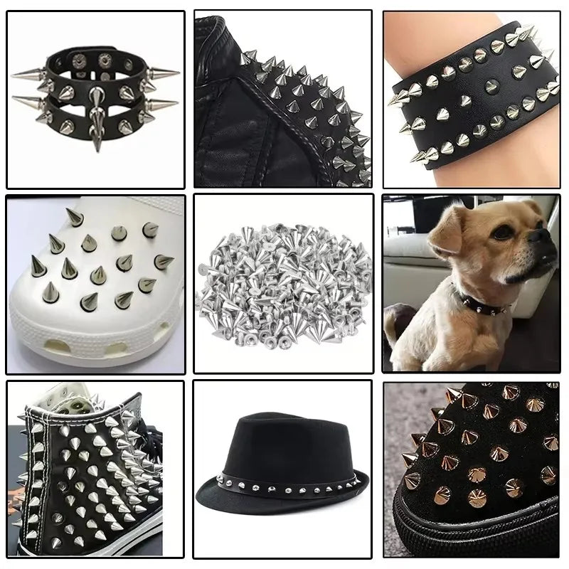Double-Cap Cone Studs for DIY Punk Fashion