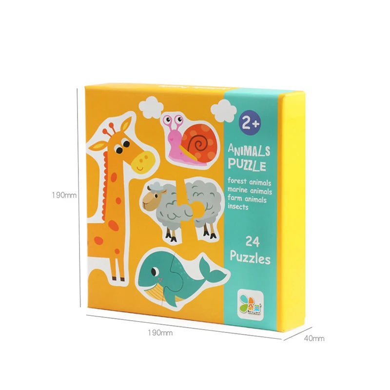 Wooden Jigsaw Matching Puzzle – Animal, Fruit & Traffic Themed Learning Toy for Toddlers