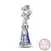 Sterling silver charm beads set featuring cross, angel, and evil eye designs for DIY jewelry making