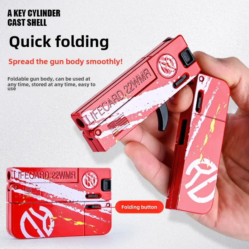 Compact Alloy Folding Blaster Pistol with Soft Bullets