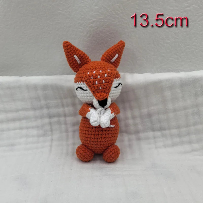 Handmade Amigurumi Plush Toy Set – Fox, Cow & Lamb Sleeping Dolls