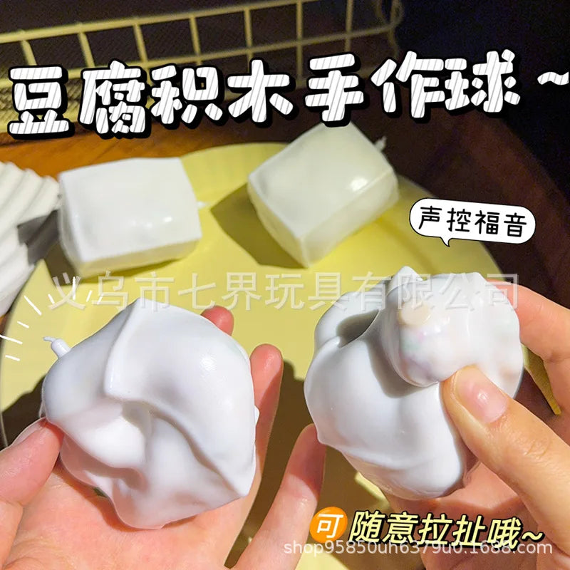 Tofu-Shaped Squishy Beads for Stress Relief and Sensory Play