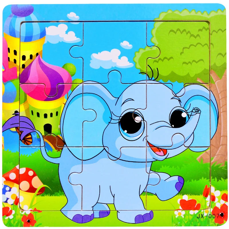 Wooden 3D Puzzle Set for Toddlers – Animal & Vehicle Jigsaw Games