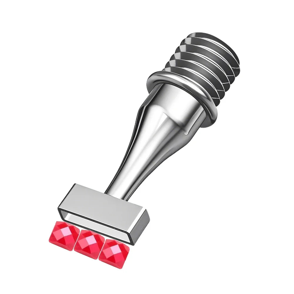 Ergonomic resin diamond art pen with interchangeable stainless steel tips shown in a close-up view.