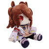 A brown-haired Uma Musume Pretty Derby Agnes Tachyon plush doll with red eyes and a white jacket.