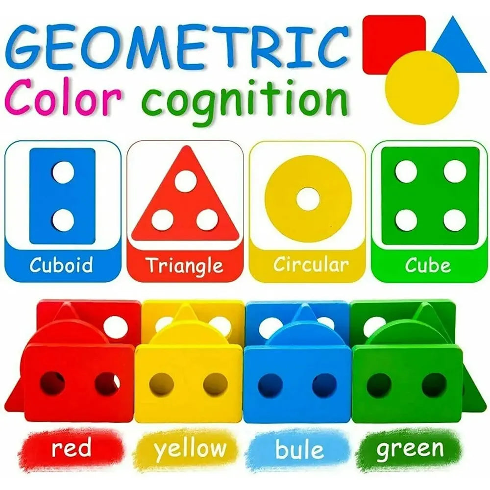 Wooden Shape Sorter & Stacking Toy for Toddlers