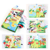 A collection of soft fabric baby books featuring farm animals like rabbit, duck, cattle, sheep, cock, and horse.