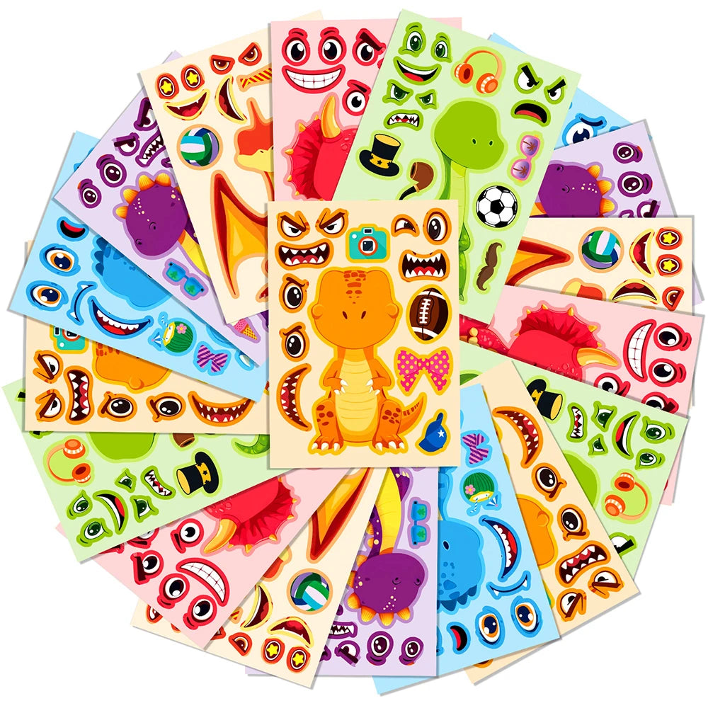 Dinosaur Make-a-Face Sticker Puzzle Set for Kids