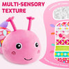 Pink caterpillar plush toy with multi-sensory texture and funny colours for baby sensory play