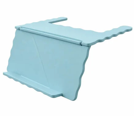 Light blue foldable Mahjong card holder with a non-slip stand.