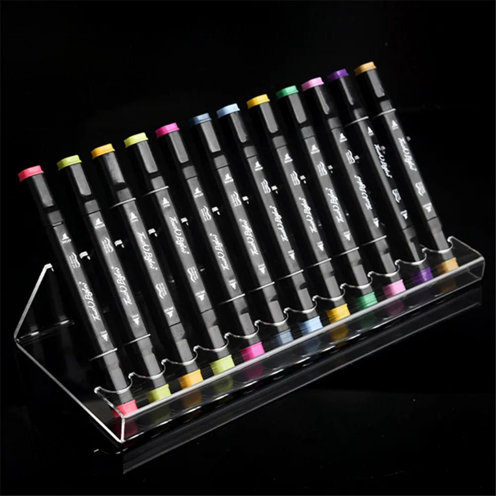 Clear Acrylic Pen Display Holder with Brush Storage