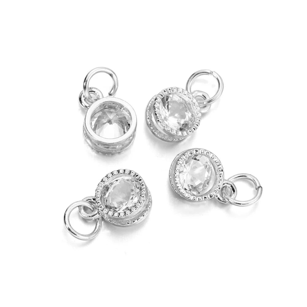 Silver rhinestone heart charms for jewelry making with jump rings