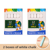 Two boxes of white chalk with colorful designs and storage compartments