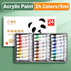 A set of 24 colors of acrylic paint in 5ml tubes packaged for artists and crafters