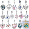 925 Sterling Silver Heart Charm Beads for Bracelets and Necklaces