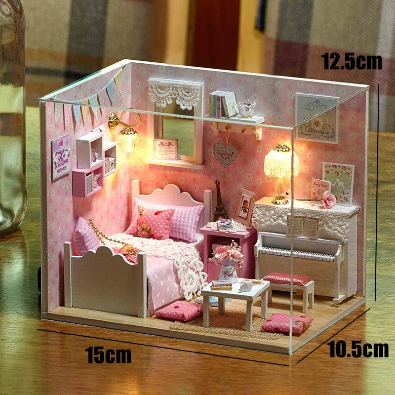 DIY Wooden Miniature Dollhouse Coffee Shop Kit