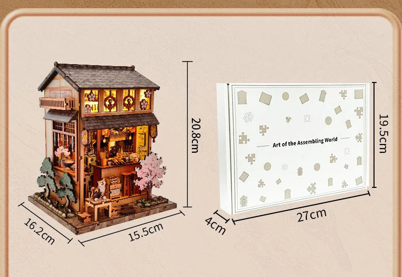 DIY Wooden Miniature Japanese Tavern Model Kit with LED Lighting