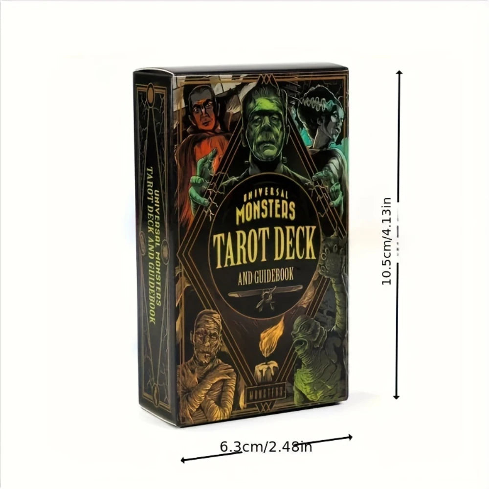 A box of the Universal Monsters Tarot Deck and Guidebook featuring classic horror characters.