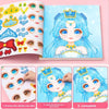 A set of stickers and a book showing how to apply facial features and decoration to create a princess look