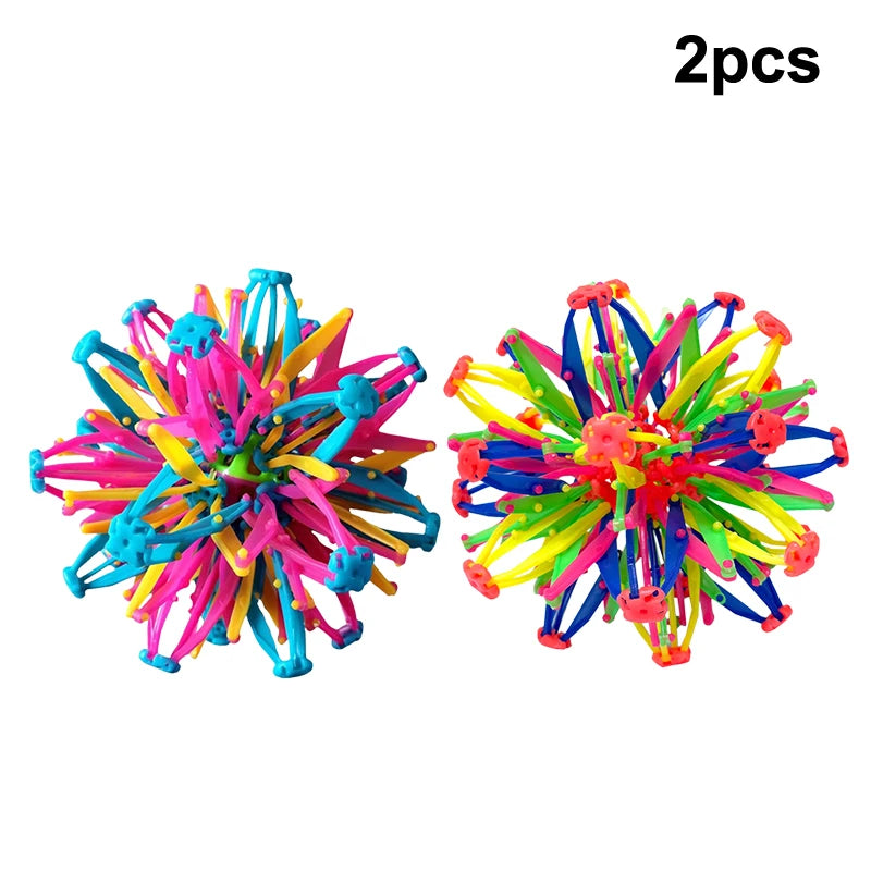 Two colorful expandable magic ball stress relief and breathing exercise toys
