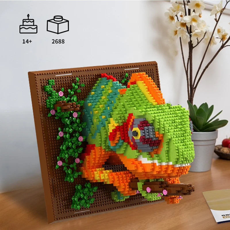 3D Mosaic Art Building Block Set — Shark, Eagle & Parrot Designs