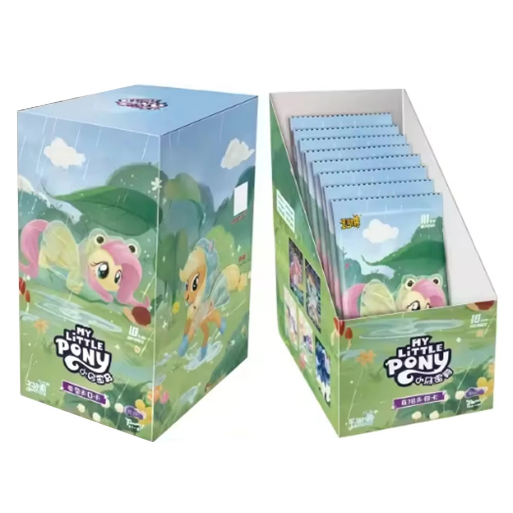 Box of My Little Pony 40th Anniversary Limited Edition trading cards featuring characters and artwork.