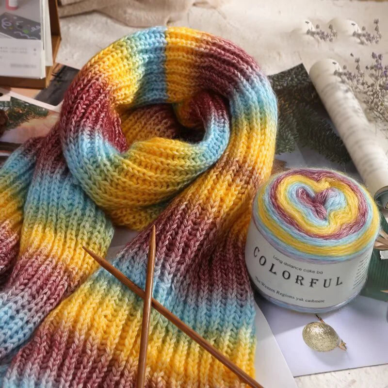 Gradient Cake Yarn – 200g Soft Wool Blend for Knitting & Crochet