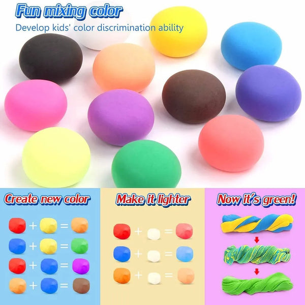 Juego de bolas de plastilina de colores para que los niños aprendan mezcla de colores y técnicas de creación.