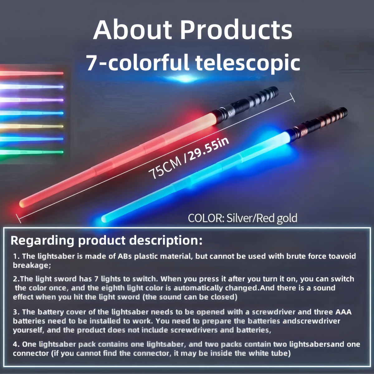 Retractable Light-Up Sword with 7 Color Modes & Sound Effects