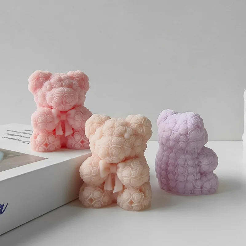 3D Bear Hug Rose Silicone Mold for DIY Crafts
