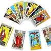 A collection of tarot cards featuring various imagery and symbols from the Rider-Waite deck.