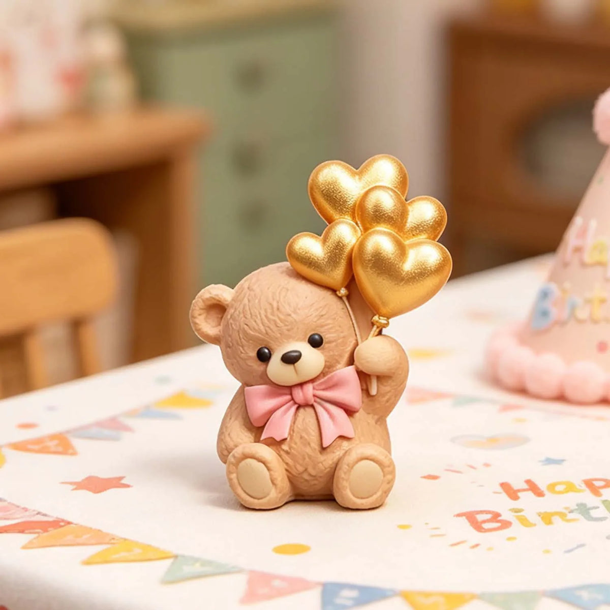 Heart-Shaped Balloon Bear Silicone Mold for Candles & Resin Crafts