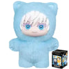 A light blue plushie resembling a cat with large ears, featuring white hair and blue eyes.