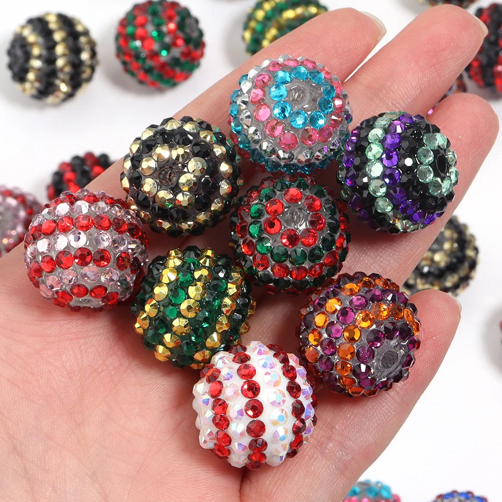 Sparkling Two-Tone Striped Resin Beads (20mm, Set of 5)