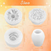 A set of four white silicone flower molds showing various sizes and shapes for DIY crafts.