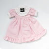 Pink vintage lace maid dress set for 1/6 scale dolls featuring a ruffled collar and bow detail