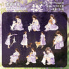 A set of 20 purple dress and cute pet themed stickers featuring girls and animals in a whimsical style.