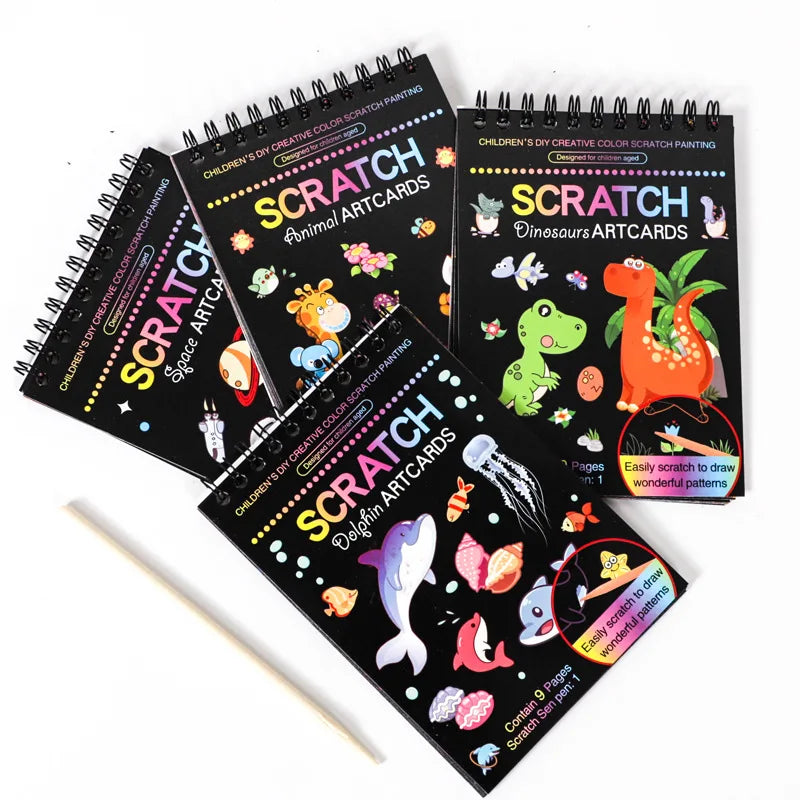 Rainbow Scratch Art Paper Set for Kids – DIY Graffiti & Drawing Activity Book