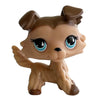 A brown bobblehead toy of a deer with large blue eyes.