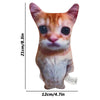 A plush doll of a tabby cat with orange and white markings, shown from the front.