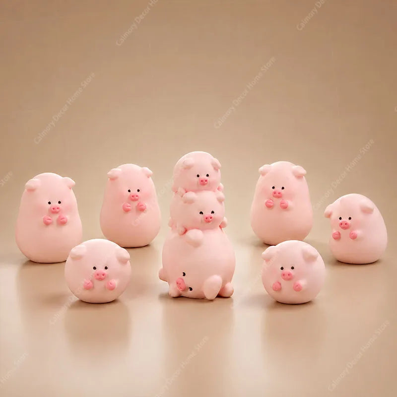 Cute Mini Piggy Resin Figurine for Desk, Shelf & Garden Decor